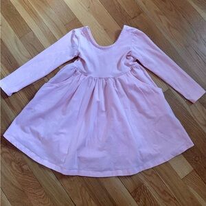 Hanna Andersson Girls’ 100/4 Long Sleeve Light Pink Skater Dress with Pockets